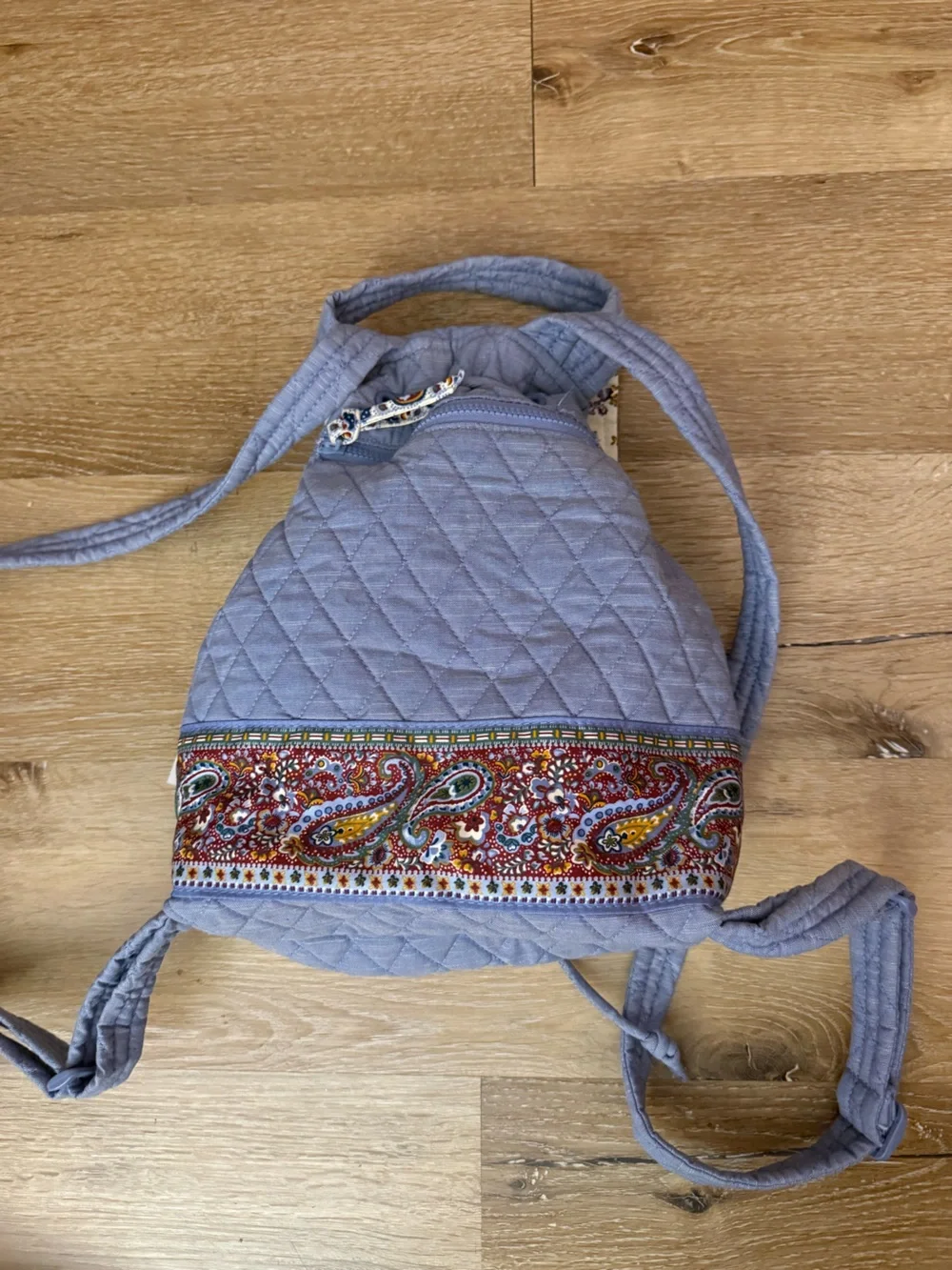 Vera Bradley Denim-Color Blue Quilted Drawstring Backpack